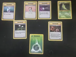 Pokemon TCG 7 Card Bundle 5 Trainer Cards 1 Base Set 1 Energy Card - Image 1
