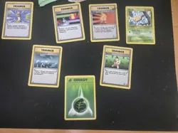 Pokemon TCG 7 Card Bundle 5 Trainer Cards 1 Base Set 1 Energy Card - Image 1