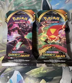 Lot of 10 Pokemon Darkness Ablaze Sealed Sleeved Booster Packs - Random Pack Art - Image 1