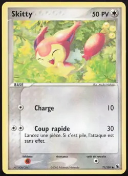 Carte Pokemon Skitty 71/109 Rubis & Saphir Francais - Image 1