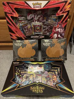 Pokemon Sealed Lot Shining Fates ETB LOT OF 2, Dragapult Vmax, Urshifu Vmax Box - Image 1