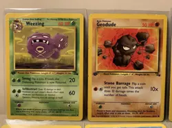 2000 Pokemon 1st Edition Fossil Set Weezing Geodude Horsea Kabuto 11 Card Lot - Image 2