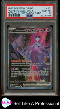 ROCKET'S MEWTWO EX SPECI4L ILL RARE POKEMON GER DESTINED RIVALS 2025 231 PSA 10 - Image 1