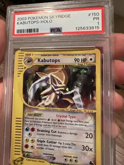*INSANE SWIRL PSA 1 PR 2003 Skyridge Kabutops Crystal Holo Foil 150/144 Pokemon - Image 3