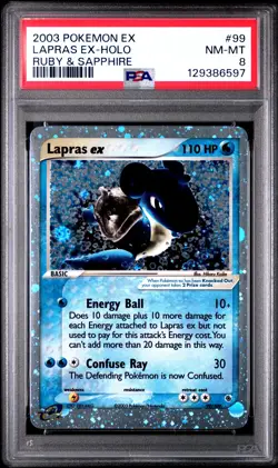 2003 Pokemon Ex Ruby & Sapphire #99 Lapras Ex Holo Ruby & Sapphire PSA 8 NM-MT - Image 1