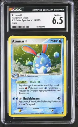 CGC 6.5 Azumarill 2005 EX Delta Species 114/113 Holo Pokemon Card - Image 1