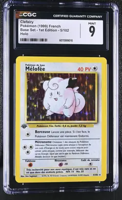 CGC 9 MINT Clefairy 1999 Base Set 1st Edition 5/102 Holo FRENCH Pokemon Card - Image 1