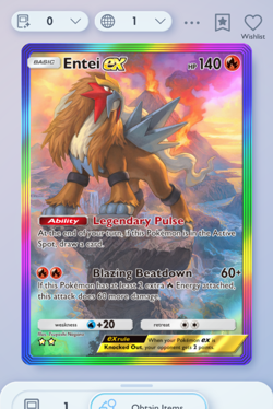 Pokemon TCG POCKET - Entei Rainbow Rare 2?, Secluded Springs, English - Image 1