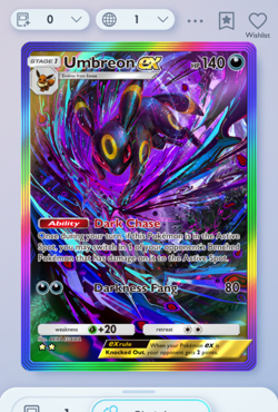 Pokemon TCG POCKET - Umbreon Rainbow Rare 2?, Wisdom of Sea and Sky, English - Image 1