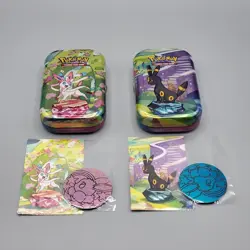 Pokemon Mini Tins Empty Prismatic Evolutions + Pokemon 151 + Display Box, Coins - Image 5