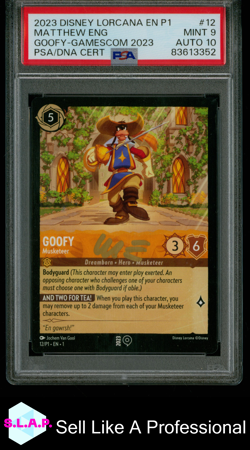 GOOFY GAMESCOM ON CARD AUTO 2023 DISNEY LORCANA EN P1-PROMO 2023 AUTO 10 PSA 9 - Image 1