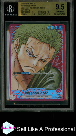 RORONOA ZORO ALT ART L 2022 ONE PIECE CARD GAME ROMANCE DAWN OP01001 BGS 9.5 - Image 1