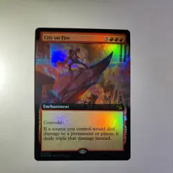MTG foil City on Fire extended art, March of the Machines! - Image 1