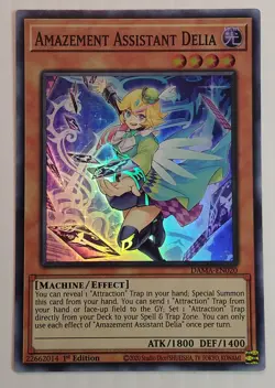 Yugioh Amazement Assistant Delia DAMA-EN020 Super Rare 1st Edition Near Mint - Image 1