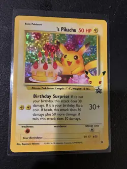 Pokemon Celebrations Birthday Pikachu #24 Classic Holo Card - Image 3
