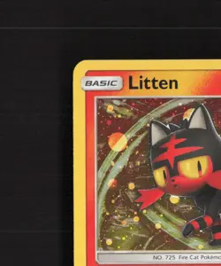 Litten SM23 Sun & Moon Black Star Promo Cosmos Holo SWIRL Pokemon Card LP - Image 3
