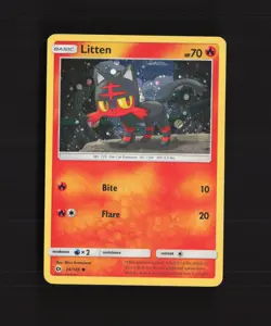 Litten 24/149 Sun & Moon Cosmos Holo Rare Pokemon Card LP - Image 1
