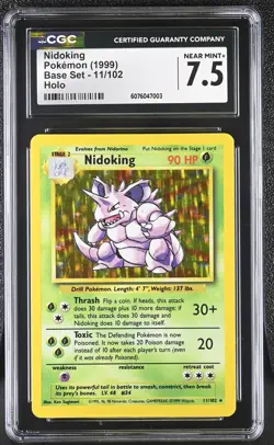 CGC 7.5 Nidoking 1999 Base Set 11/102 Holo Pokemon Card - Image 1