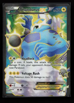 Thundurus EX (98 Full Art) 98/108 Ultra Rare XY - Roaring Skies Pokemon Card - Image 1