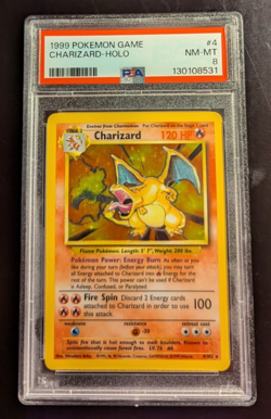 Pokemon Charizard Base Set Holo Unlimited Rare Card 4/102 PSA 8 - Image 1