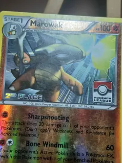 HP Marowak Pokemon League 2nd Place 078 League & Championship Cards Reverse Holo - Image 4