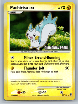 Pachirisu 35/130 Pokemon TCG Diamond & Pearl Reverse Holo Rare Stamped NM - Image 1