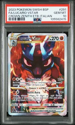 Pokemon PSA 10 Lucario Vastro #291 Full Art Zenit Regale ETB Promo 2021 Italiano - Image 2