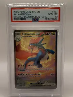 2025 Pokemon JTG EN Salamence EX 187/159 Special Illustration RARE PSA 10 💎 - Image 1