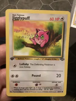 1999 Vintage Pokemon TCG Jigglypuff Jungle Regular 1st Edition Common Near Mint - Image 1