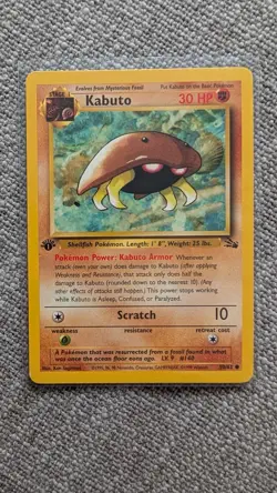 Pokemon Kabuto 50/62 Fossil Regular common 1st Edition - LP - Image 1