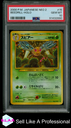 BEEDRILL POKEMON 15 2000 NEO 2 HOLO JAPANESE PSA 10 - Image 1