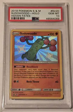 2019 Pokemon Sun & Moon Hidden Fates Sudowoodo & Gabite Shiny Holo PSA 10 Pair - Image 1