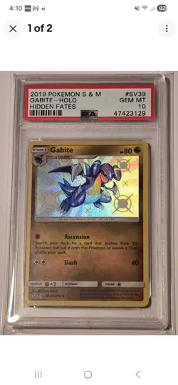 2019 Pokemon Sun & Moon Hidden Fates Sudowoodo & Gabite Shiny Holo PSA 10 Pair - Image 2