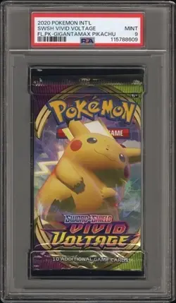 2020 Pokemon Vivid Voltage PIKACHU Booster Pack PSA 9 - Image 1