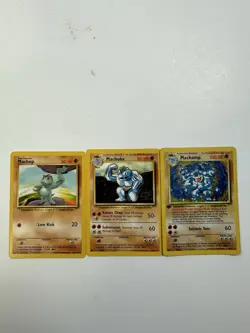 Pokemon Base Set 1st Edition Holo Machamp 8/102 MP Machoke Machop Set - Image 1