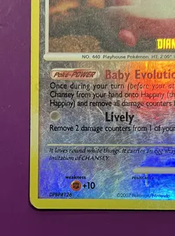 2007 Happiny LV.8 52/123 DPBP#126 Diamond & Pearl Pokemon TCG Reverse Holo Card - Image 3