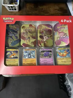 Pokemon 4 Mini Tins + 4 Promo Cards Bundle - 151 SAMS CLUB Exclusive IN HAND - Image 1