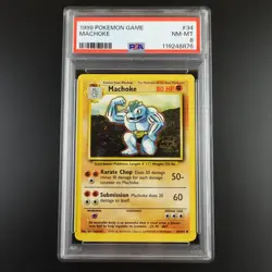 PSA 8 Machoke 34/102 Base Set 1999 Non Holo Pokemon Card - Image 1