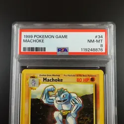 PSA 8 Machoke 34/102 Base Set 1999 Non Holo Pokemon Card - Image 2