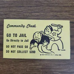 Replacement Go To Jail Community Chest Card Regular Basic Monopoly - Image 1