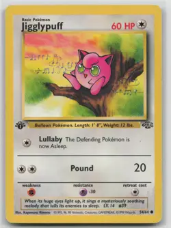 1st Edition Vintage Pokemon Card Jigglypuff Common Jungle 54/64 - Image 1