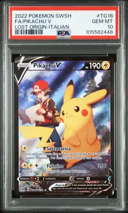 Pokemon PSA 10 Pikachu V #TG16 Full Art Origine Perduta 2022 Italiano - Image 2