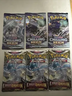 Lot of 6 Pokemon TCG Sword & Shield Booster Packs Lost Origin Chilling Reign - Image 1