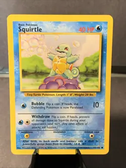 Pokemon TCG Squirtle #63/102 TCG Unlimited Base Set Common VTG WOTC - Image 1