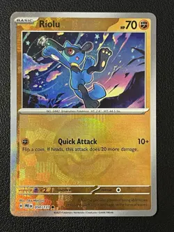 2025 Pokemon S&V Prismatic Evolutions Pokeball Ball Holo Rare Riolu 50 /131 - Image 1