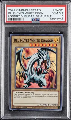 2021 YU-GI-OH! LEGEND DUELISTS: SEASON 2 #EN001 BLUE-EYES WHITE DRAGON PSA 10 - Image 1