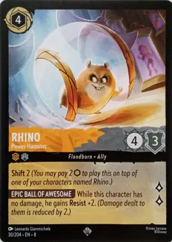 30/204 RHINO POWER HAMSTER EN8 SUPER RARE DISNEY LORCANA CARD - Image 1