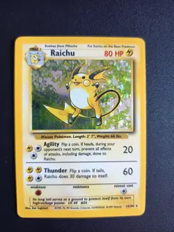 Pokemon TCG Raichu Base Set Holo Rare Card 14/102 - Image 1