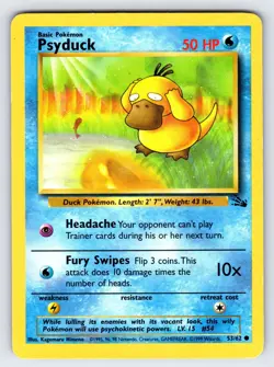 Psyduck 53/62 1999 Fossil Set Pokemon Card TCG Vintage WOTC Nintendo Common - Lp - Image 1
