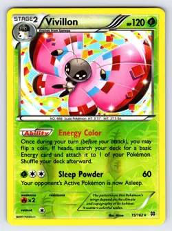 Vivillon 15/162 2015 XY Breakthrough Pokemon Card TCG Reverse Holo Rare - Nm - Image 1